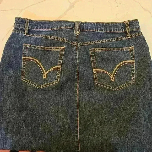 Faded Glory Womens Stretch Front Slit Jean Maxi Skirt Blue Size 14 - Picture 8 of 11